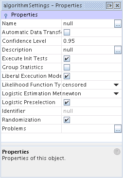 Bivariate Probit Algorithm Settings Window