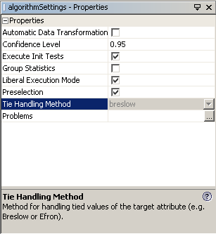 Survival Algorithm Settings Window