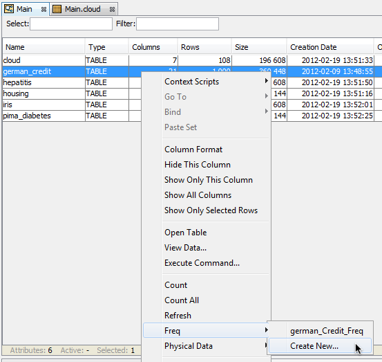 Launching Freq from the database explorer