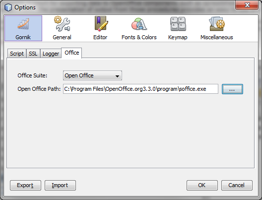 Office Suite settings in AdvancedMiner options