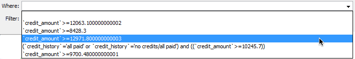 Switching between filters