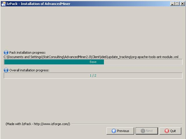 Instalation of the Advanced Miner System, installation progress