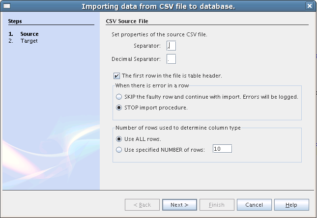 The CSV Import wizard