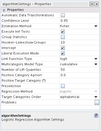 Logistic Regression: General Algorithm Settings