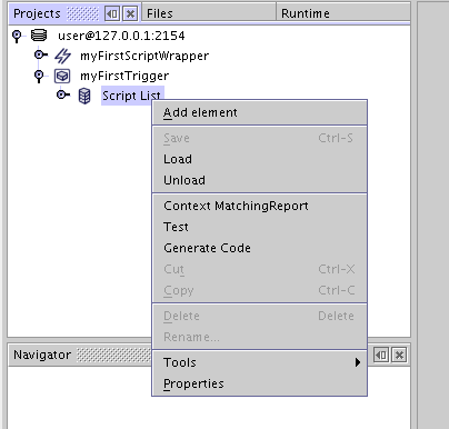 Adding an element to the script list