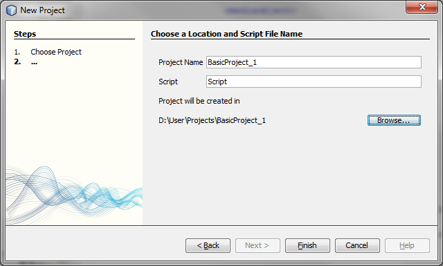 New Project Wizard - second step