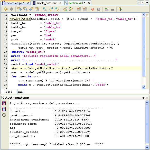 Output window component