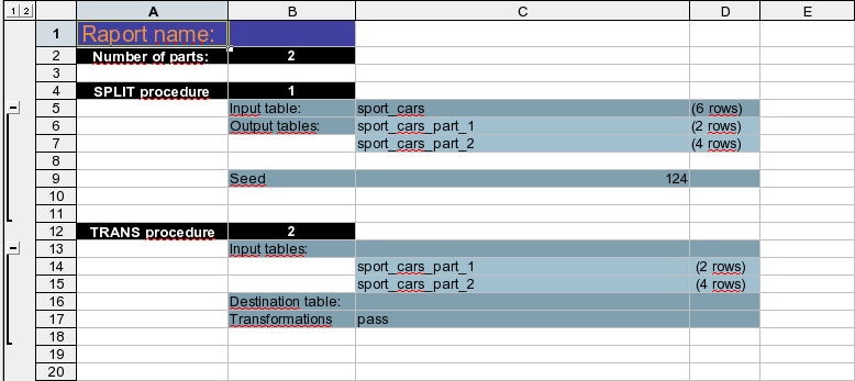 Report generated in office suite