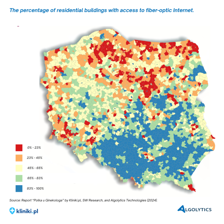 Mapa budynki mieszkalne posiadające dostęp do Internetu