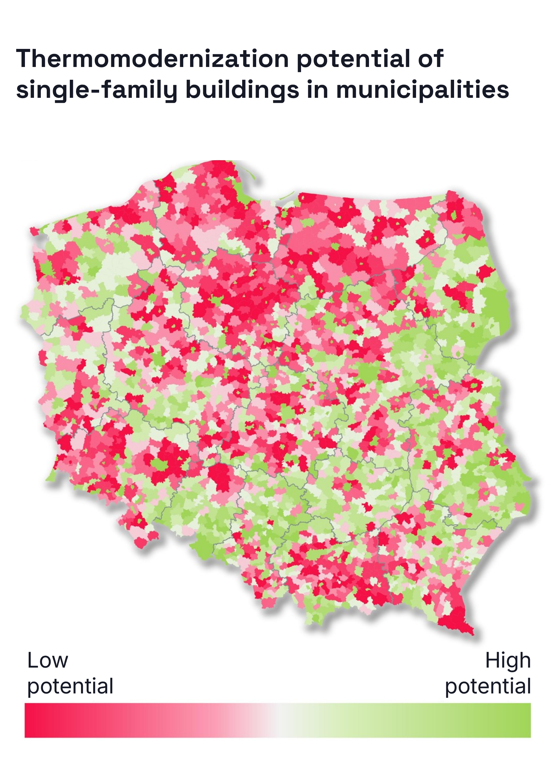 Results of the scoring-based projection of thermomodernization project potential – aggregated at the municipal level location intelligence spatial data
