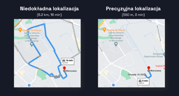 geokodowanie lokalizacja różnica dokładne vs. niedokładne